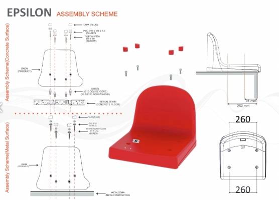 Scaun Stadion Monobloc EPSILON – Rezistent la Vandalism și Raze UV
