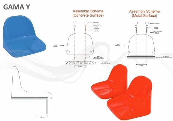Scaun Stadion Monobloc Gama Y – Certificat TS EN 12727