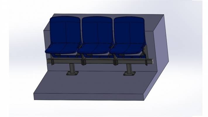 Scaun stadion rabatabil Omega 301 pe traversa