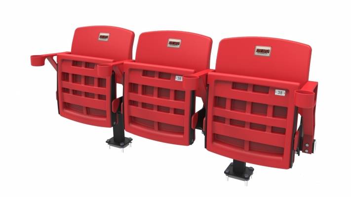Scaun stadion rabatabil Star 421-422-423 Monorail triplu pe pardoseala