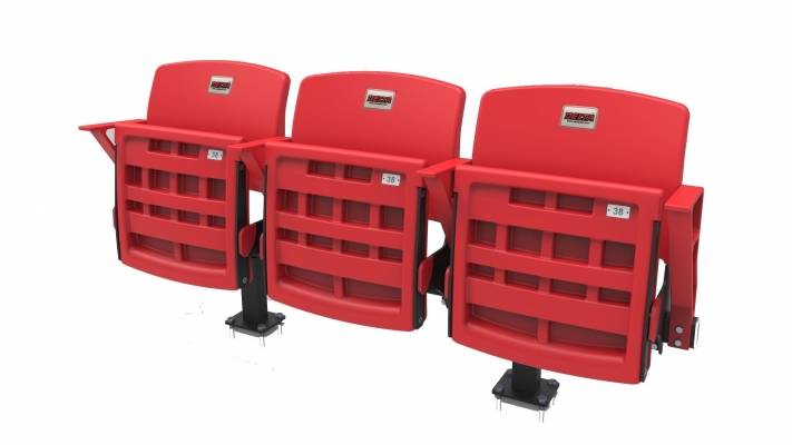 Scaun stadion rabatabil Star 421-422-423 Monorail triplu pe pardoseala