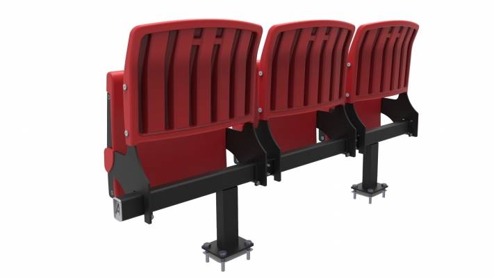 Scaun stadion rabatabil Star 421-422-423 Monorail triplu pe pardoseala